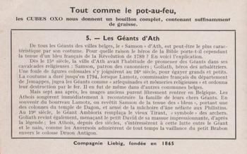 1940 Liebig Les Geants (The Giants)(French Text)(F1412, S1416) #5 Les Geants d'Ath Back