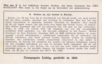 1940 Liebig Het Leven Van Rubens (The Life of Rubens)(Dutch Text)(F1417, S1421) #6 Rubens op zijn te Elewijt Back
