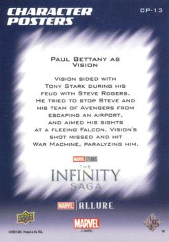 2022 Upper Deck Allure Marvel Studios - Character Posters #CP-13 Paul Bettany as Vision Back