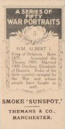 1916 Themans & Co. War Portraits #5 Albert I Back