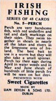 1962 Sweet Cigarettes Irish Fishing #5 Perch Back