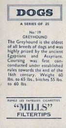1958 Mills Dogs #19 Greyhound Back