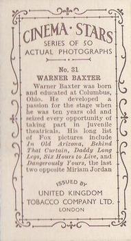 1934 UK Tobacco Cinema Stars (Set 7) #31 Warner Baxter Back