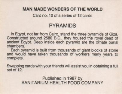 1987 Sanitarium Man Made Wonders of The World #10 Pyramids Back