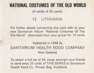 1968 Sanitarium National Costumes of the Old World #12 Lithuania Back