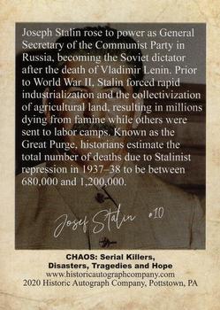 2020 Historic Autographs Chaos: Serial Killers, Disasters, Tragedies and Hope #10 Joseph Stalin Back