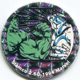 1994 Slamco Marvel Comics SlamCaps Series 2 'PrismCaps' #2.6b Hulk / Silver Surfer (silver) Front