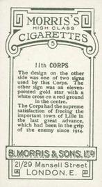 1928 Morris's Victory Signs #5 11th Corps Back