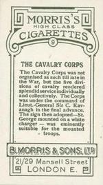 1928 Morris's Victory Signs #9 The Cavalry Corps Back