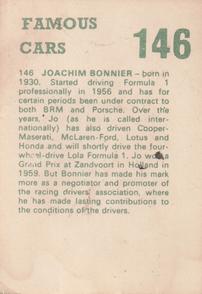 1972 Famous Cars #146 Joachim Bonnier Back