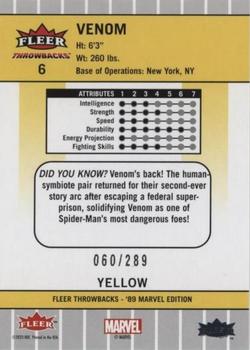 2023 Fleer Throwbacks '89 Marvel Edition - Yellow #6 Venom Back