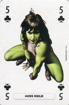 2005 Panini Marvel Heroes Playing Cards Red Backs #5♣ Miss Hulk Front