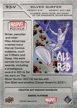2023 Upper Deck Marvel Platinum - Creator Art Variant Rainbow #93-V Silver Surfer Back