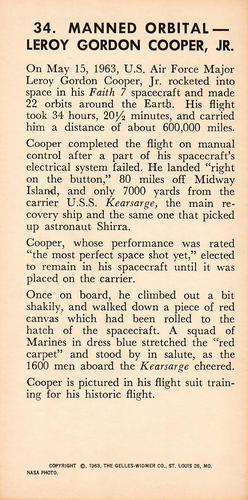 1963 Gelles-Widmer Teach Me Astronauts Space Cards #34 Gordon Cooper Back