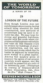 1936 Mitchell's The World of Tomorrow #24 London of the Future Back