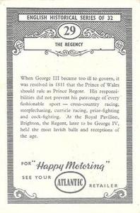 1958 Atlantic Picture Pageant English Historical Series #29 The Regency Back