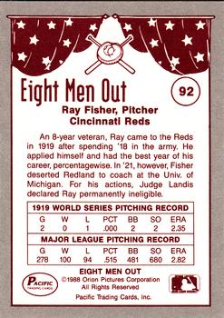 1988 Pacific Eight Men Out #92 Ray Fisher Back