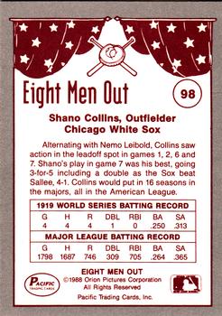 1988 Pacific Eight Men Out #98 Shano Collins Back