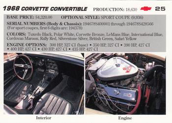 1991 Collect-A-Card Vette Set #25 1968  Corvette Convertible Back