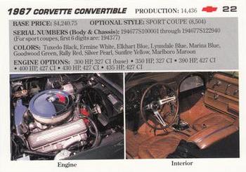 1991 Collect-A-Card Vette Set #22 1967  Corvette Convertible Back