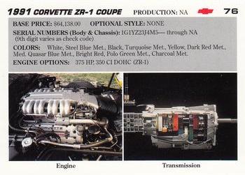 1991 Collect-A-Card Vette Set #76 1991  Corvette ZR-1 Coupe Back