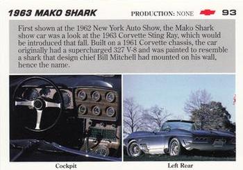 1991 Collect-A-Card Vette Set #93 1963  Mako Shark Back