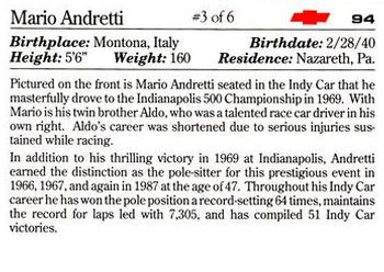 1991 Collect-A-Card Vette Set #94 Mario Andretti #3 of 6 Back