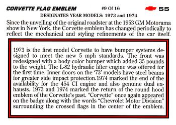 1991 Collect-A-Card Vette Set #55 Corvette Flag Emblem # 9 of 16 Back