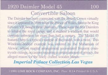 1991-92 Lime Rock Dream Machines #100 1920 Daimler Model 45 Convertible Saloon Back