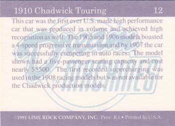 1991-92 Lime Rock Dream Machines #12 1910 Chadwick Touring Back