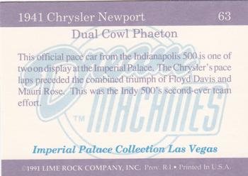 1991-92 Lime Rock Dream Machines #63 1941 Chrysler Newport Dual Cowl Phaeton Back
