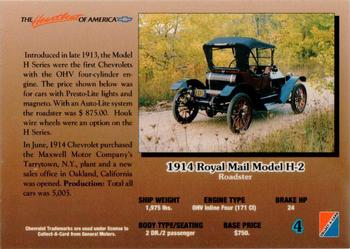1992 Collect-A-Card Chevy #4 '14 Royal Mail Model H-2 Roadster Back