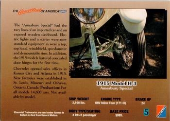 1992 Collect-A-Card Chevy #5 '15 Model H-3 Amesbury Special Back