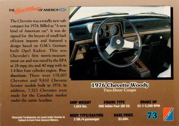 1992 Collect-A-Card Chevy #73 '76 Chevette Woody Two-Door Coupe Back