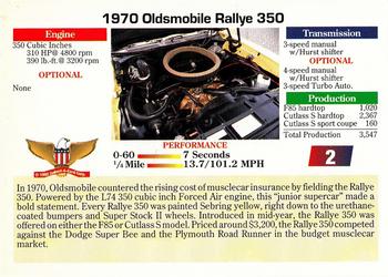 1992 Collect-A-Card Muscle Cars #2 1970 Oldsmobile Rallye 350 Back