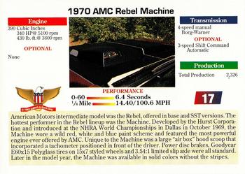 1992 Collect-A-Card Muscle Cars #17 1970 AMC Rebel Machine Back