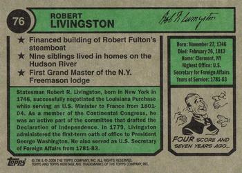 2009 Topps American Heritage #76 Robert Livingston Back