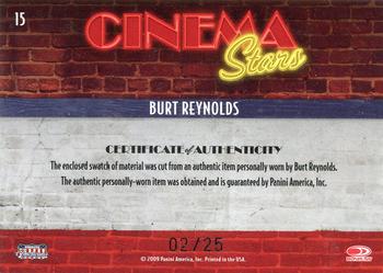 2009 Donruss Americana - Cinema Stars Material Super Stars #15 Burt Reynolds Back