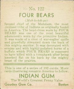 1933-40 Goudey Indian Gum (R73) #122 Four Bears Back