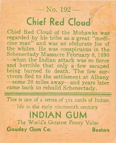 1933-40 Goudey Indian Gum (R73) #192 Chief Red Cloud Back