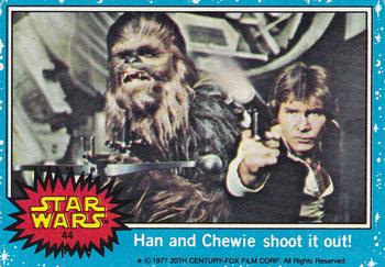 1977 Topps Star Wars #44 Han and Chewie shoot it out! Front