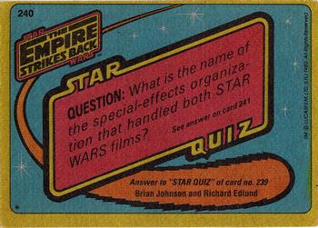 1980 Topps Star Wars: The Empire Strikes Back #240 Swampland Peril! Back
