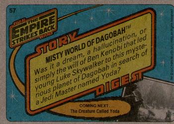 1980 Topps Star Wars: The Empire Strikes Back #57 Misty World of Dagobah Back