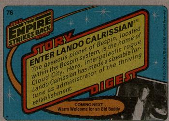 1980 Topps Star Wars: The Empire Strikes Back #76 Enter Lando Calrissian Back