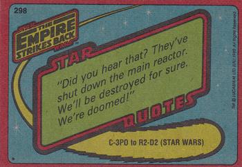 1980 Topps Star Wars: The Empire Strikes Back #298 A Hasty Retreat! Back