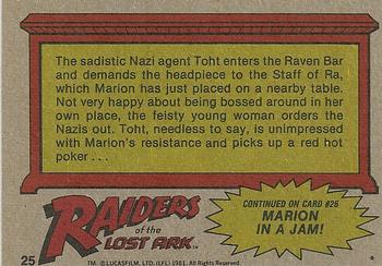 1981 Topps Raiders of the Lost Ark #25 The Creature Called Toht Back