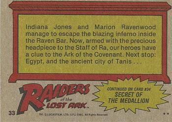1981 Topps Raiders of the Lost Ark #33 Fleeing The Blazing Inferno! Back