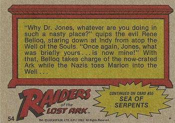 1981 Topps Raiders of the Lost Ark #54 Trapped By Belloq Back