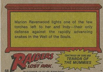1981 Topps Raiders of the Lost Ark #58 Trapped in the Well! Back