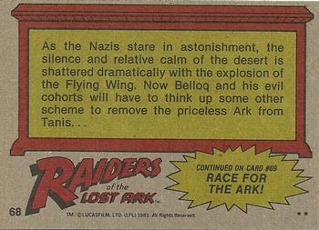 1981 Topps Raiders of the Lost Ark #68 Destruction Of The Flying Wing Back